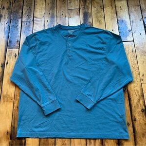 LL Bean Men’s XL Carefree Traditional Fit Unshrinkable Henley Teal Minimalist